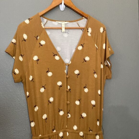 Matilda Jane Up in Front Wide Leg Mustard Floral Jersey Romper - Picture 3 of 10